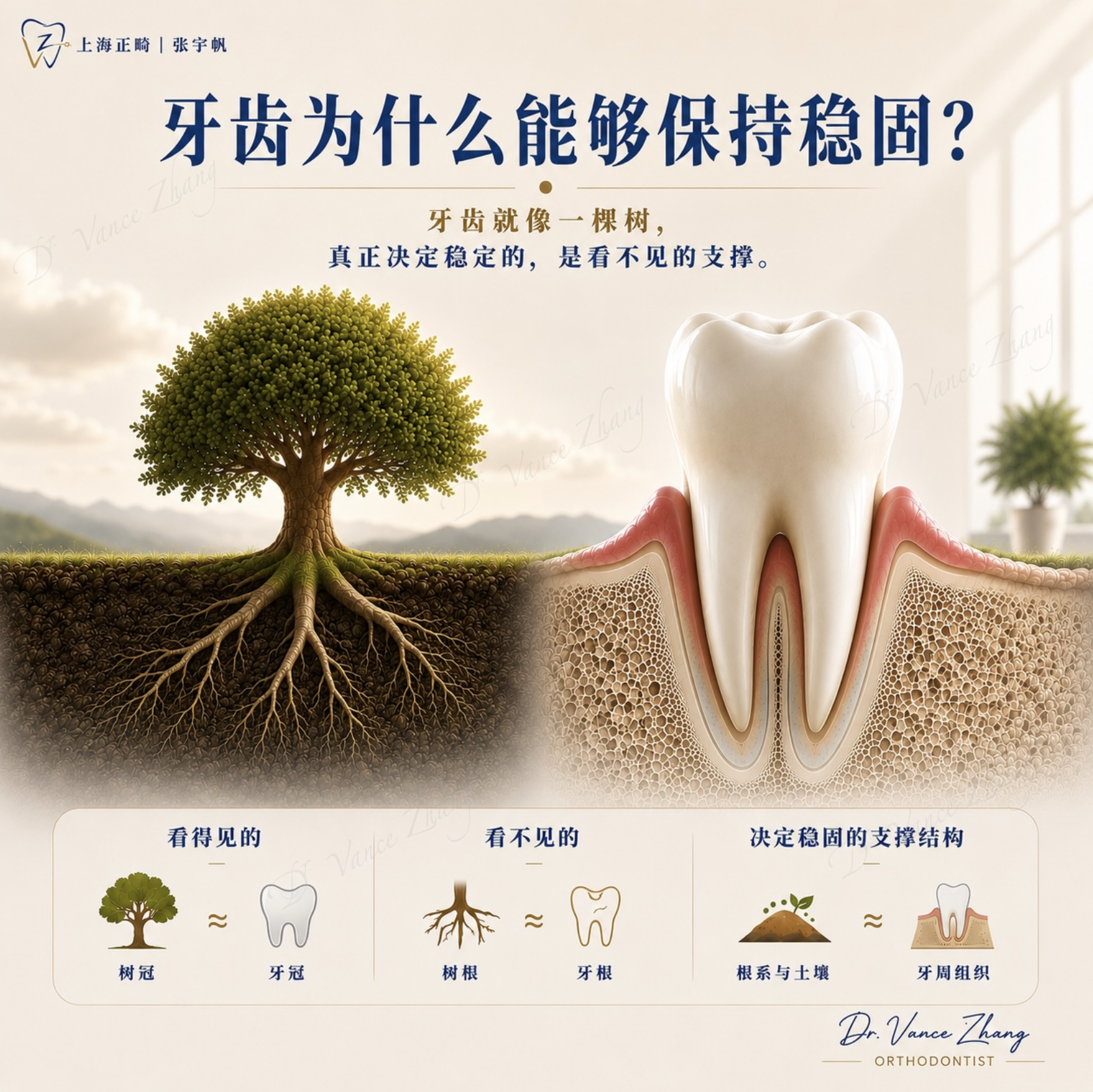 牙周组织支持牙齿的正常结构示意图